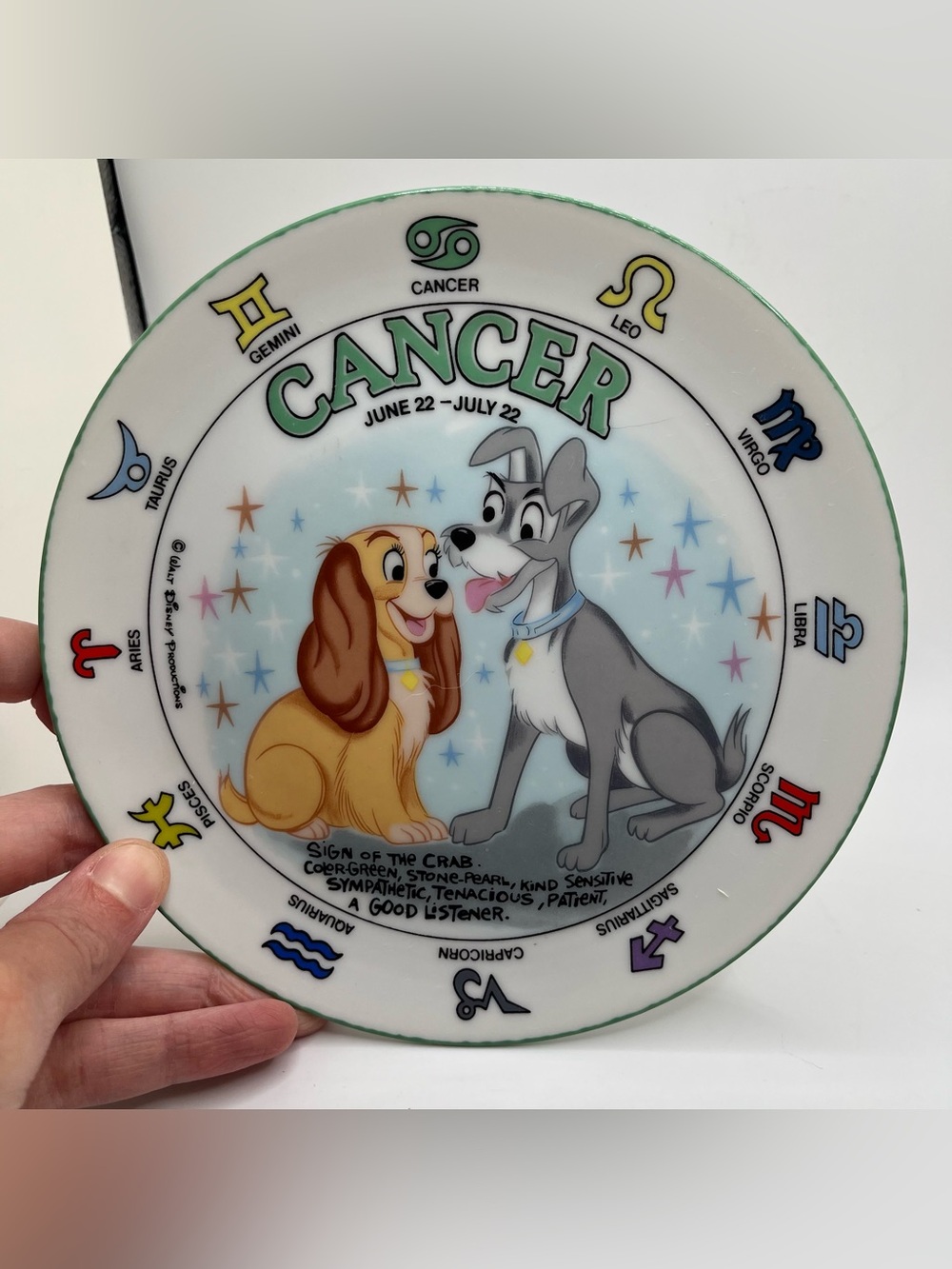 Walt Disney Characters "Signs Of The Zodiac" Cancer Lady & The Tramp Plate